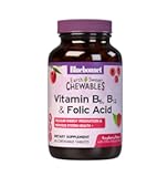 Bluebonnet Nutrition Earth Sweet Vitamin B6, B12, Plus Folic Acid Chewable Tablets, Vegan, Vegetarian, Gluten Free, Soy Free, Milk Free, Kosher, 60 Chewable Tablets, Raspberry Flavor
