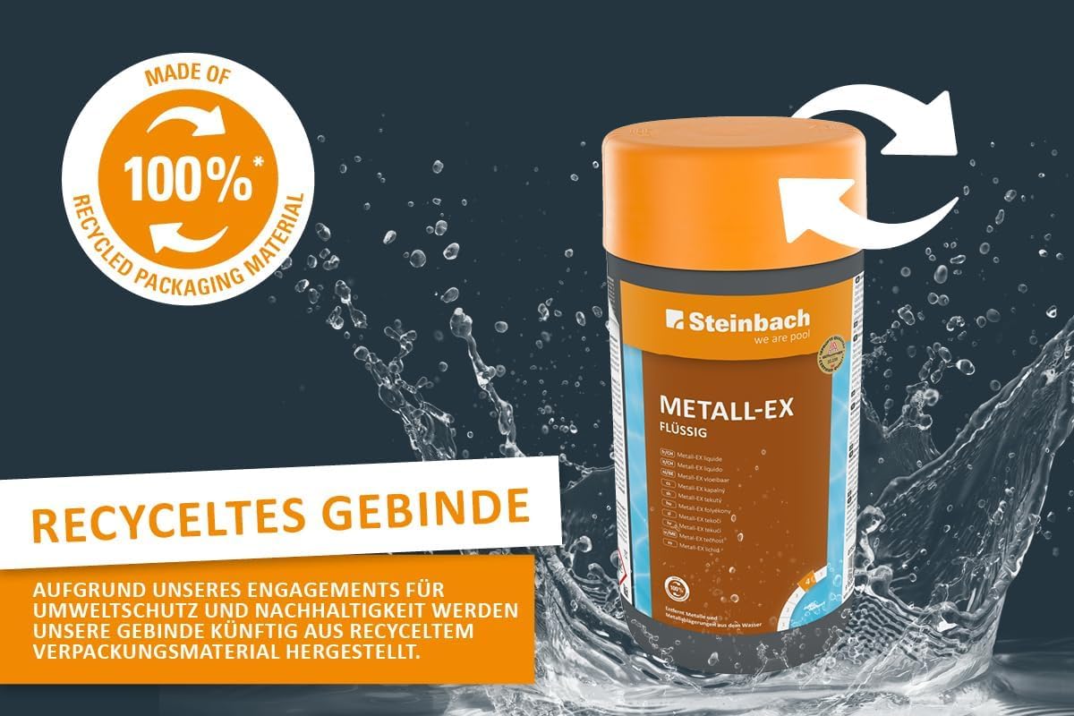 STEINBACH Metall-EX flüssig 2 l | entfernt Eisen, Kupfer & Metallablagerungen im Pool | gegen Trübungen & Ablagerungen an Einbauteilen | einfache Anwendung | für alle Pooltypen geeignet