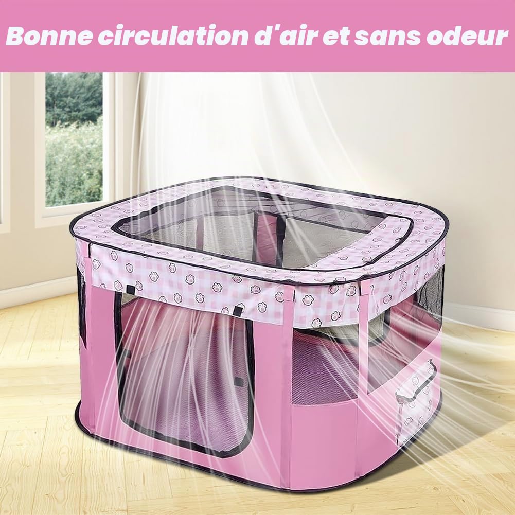 Pour chiots, pliable, en tissu Oxford, pour chiens, lapins, cochons d'Inde, chats, 70 x 55 x 40 cm, rose
