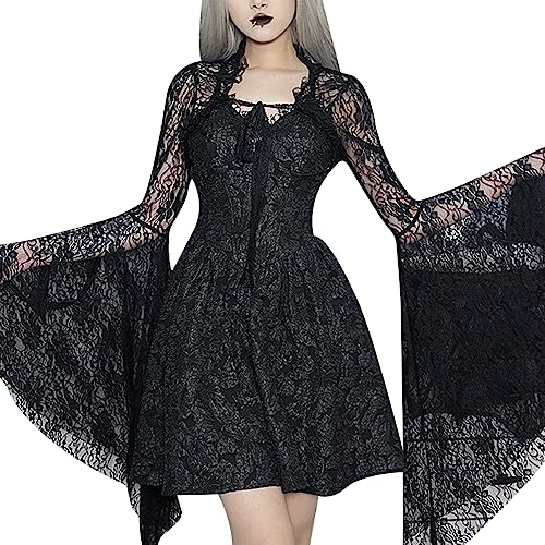 Image of Women Long Sleeve Lace Bolero Shrug Open Front Cropped Cardigan High Neck Sweatshirts