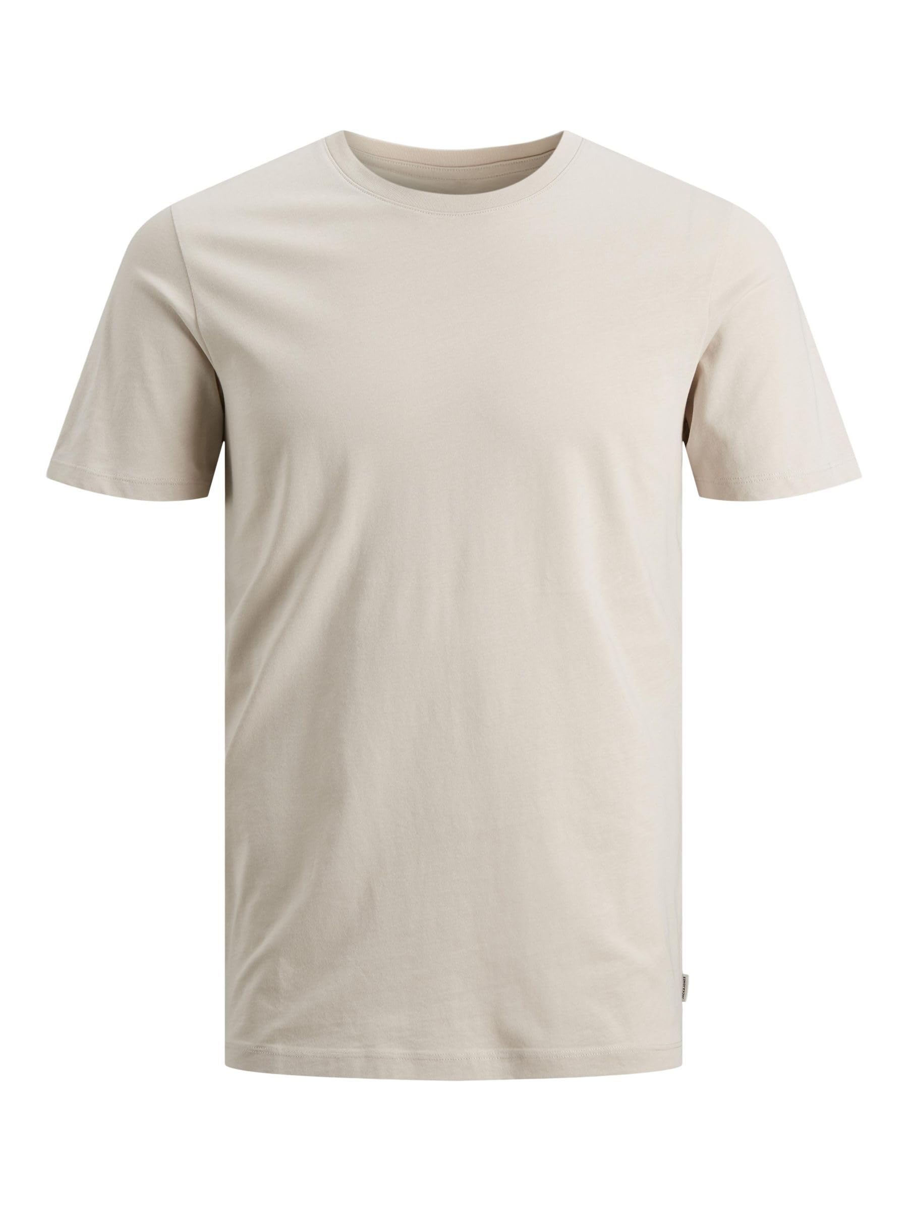 JACK & JONES Men's Jjeorganic Basic Tee Ss O-Neck Noos T-Shirt, Moonbeam/Detail: Slim, L