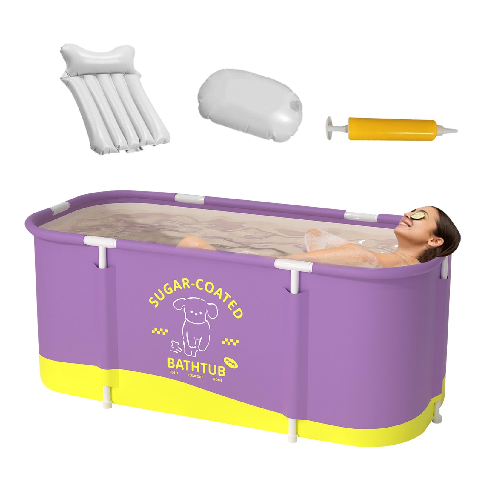 Tragbare Badewanne für Duschkabine Faltbare verstärkte Badewanne mit großem | 115x60x50 cm für Warm- und Kaltwasser für Zuhause, Camping, Garten, Terrasse, Sommer, Schwimmbad, Was