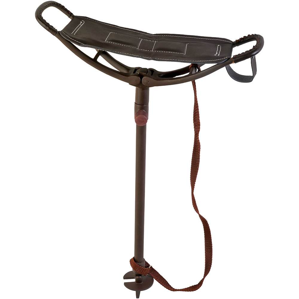 Januel – Sitzrute – Teleskopbeine – Sitzfläche Leder – Höhe 60 bis 100 cm – Freizeit Natur Outdoor Camping Jagd Angeln Bushcraft – Braun