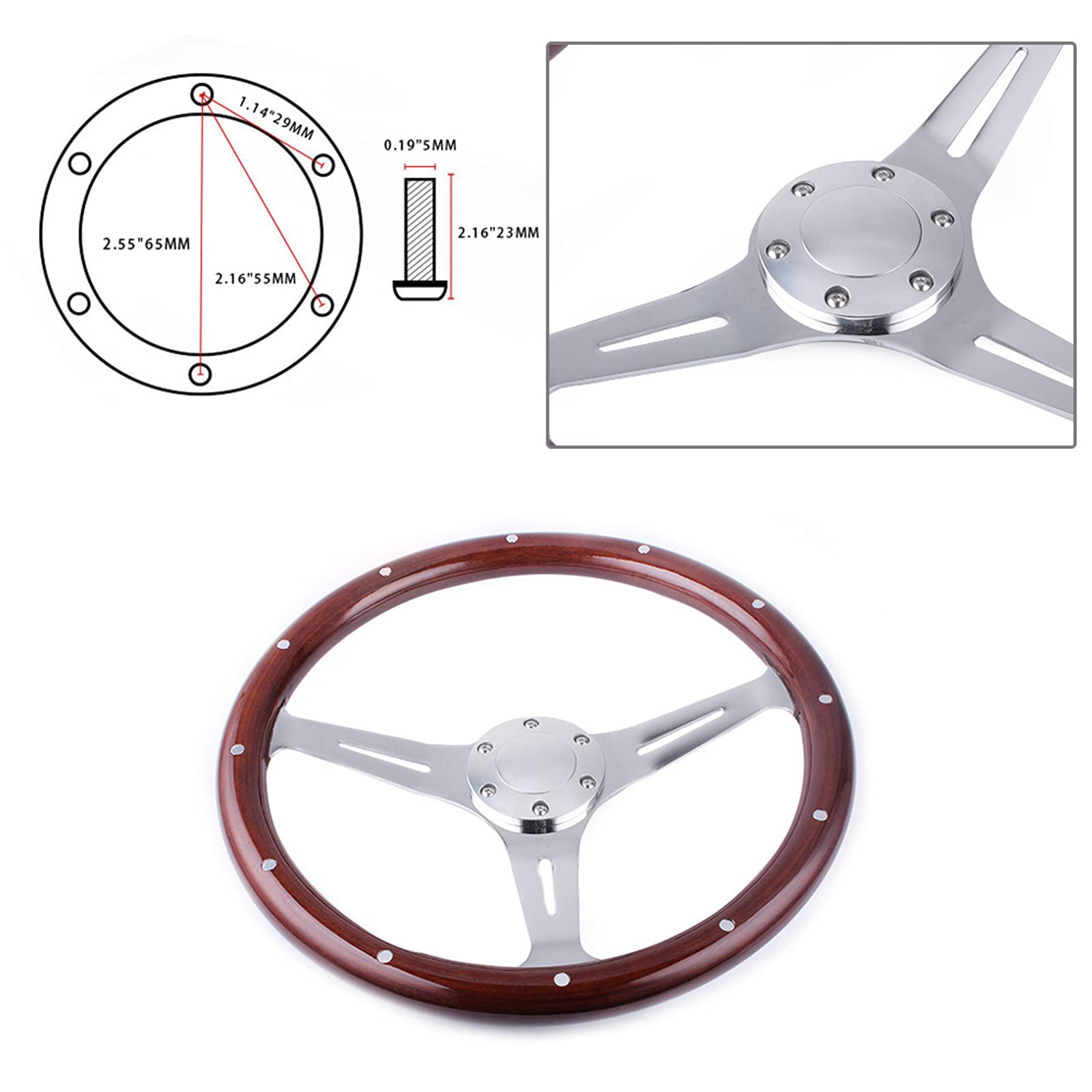 Volante in legno con pulsante clacson - B