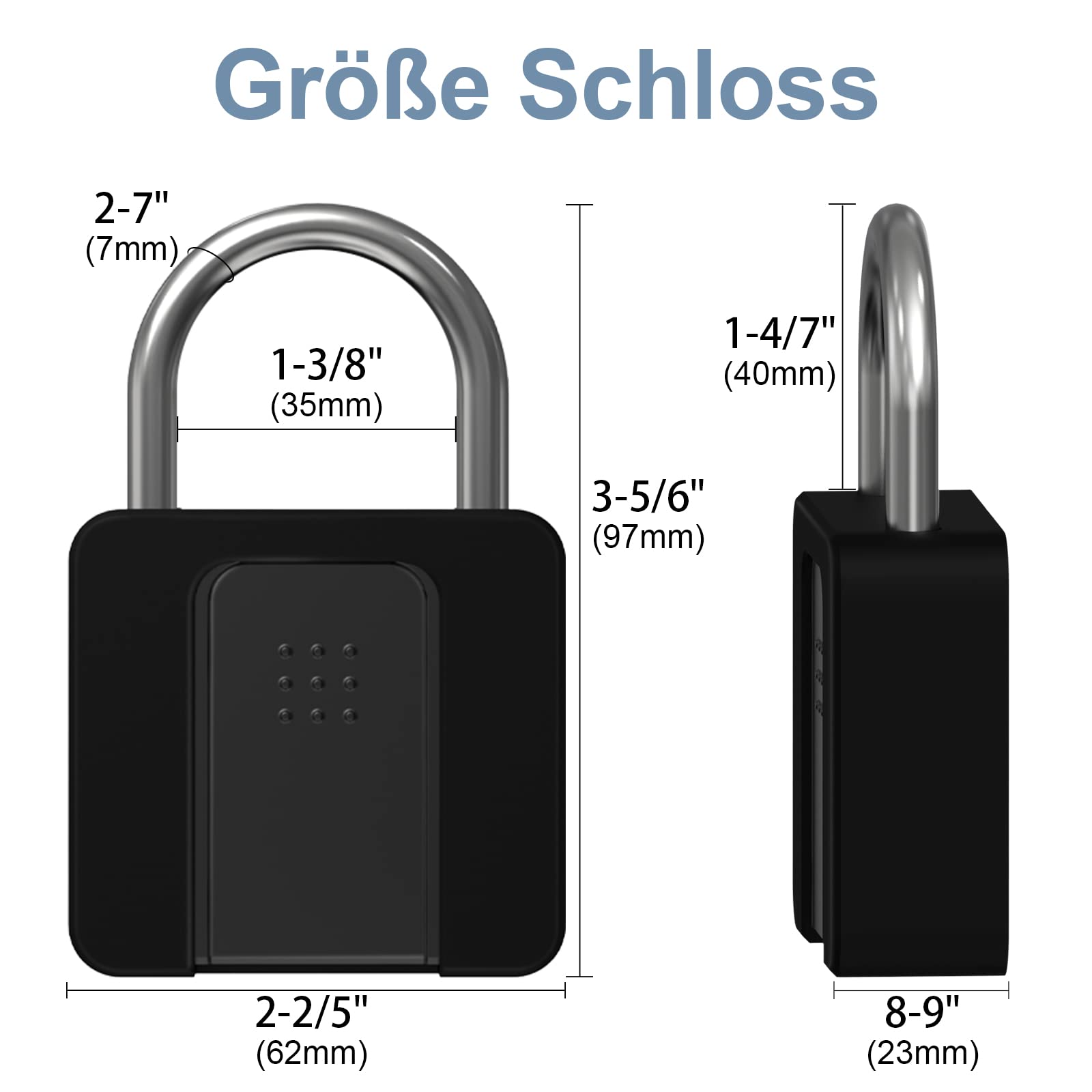 Candado de huellas dactilares, Eseesmart Gran Smart Lock, Candado Biométrico Bluetooth con llave, Candado Impermeable con Carcasa de Goma Gimnasio, Armarios, Oficina