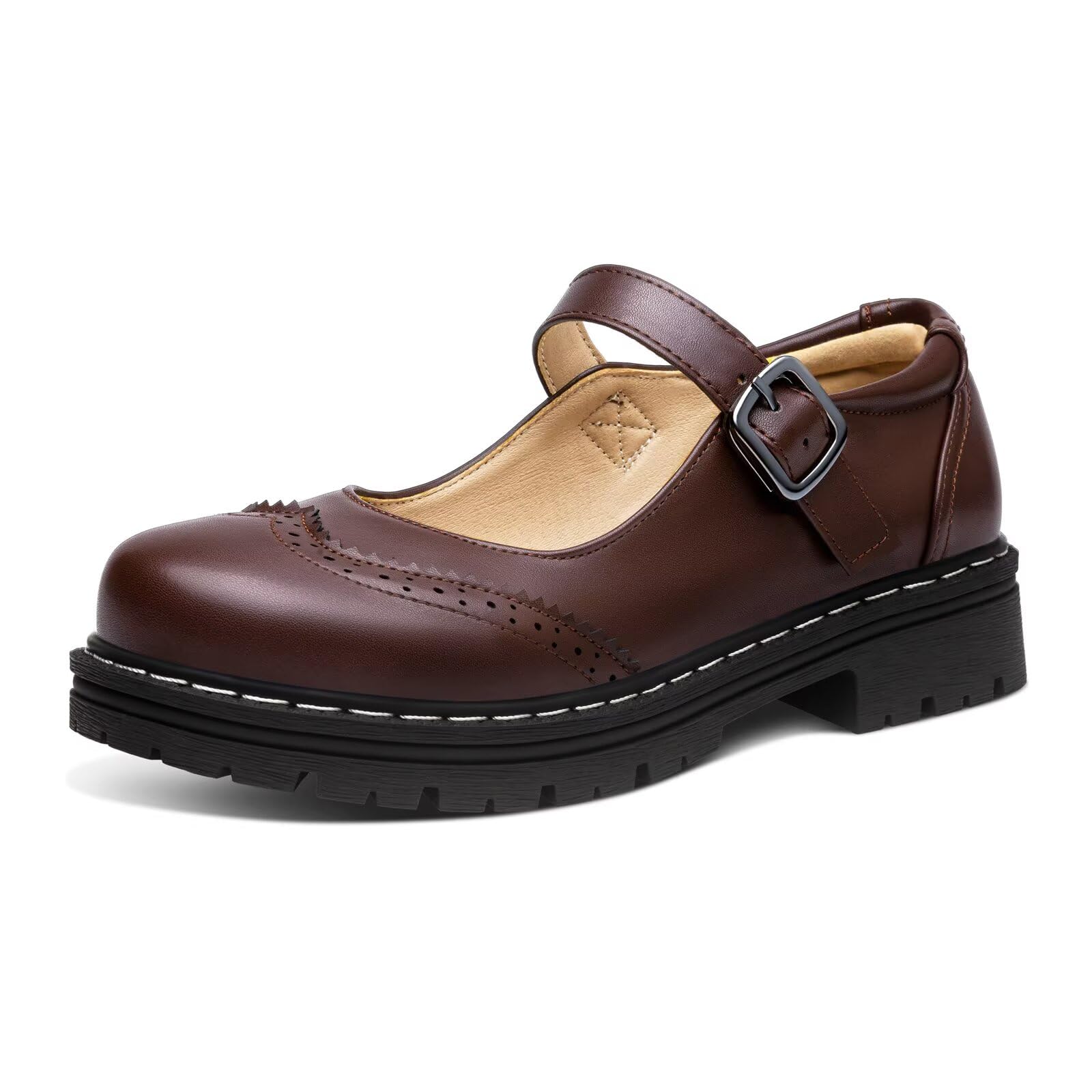 Mary Jane for Women Gothic Oxford Shoes - Flat Shoes, Ankle Tied, Round Toe for Casual Dresses, Work, and Campus
