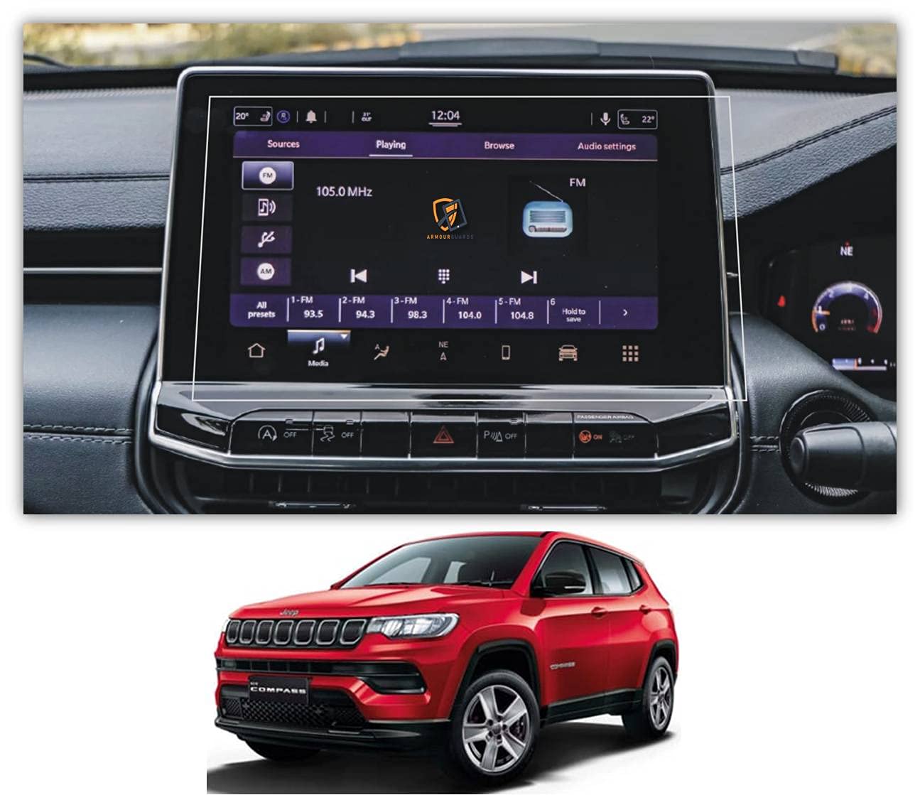 9H Unbreakable Screen Protector Compatible With JEEP COMPASS 2.0 S 4X4 Diesel AT FACELIFT (2021) CAR Touch Screen Infotainment System (10.1 Inch) (Transparent)