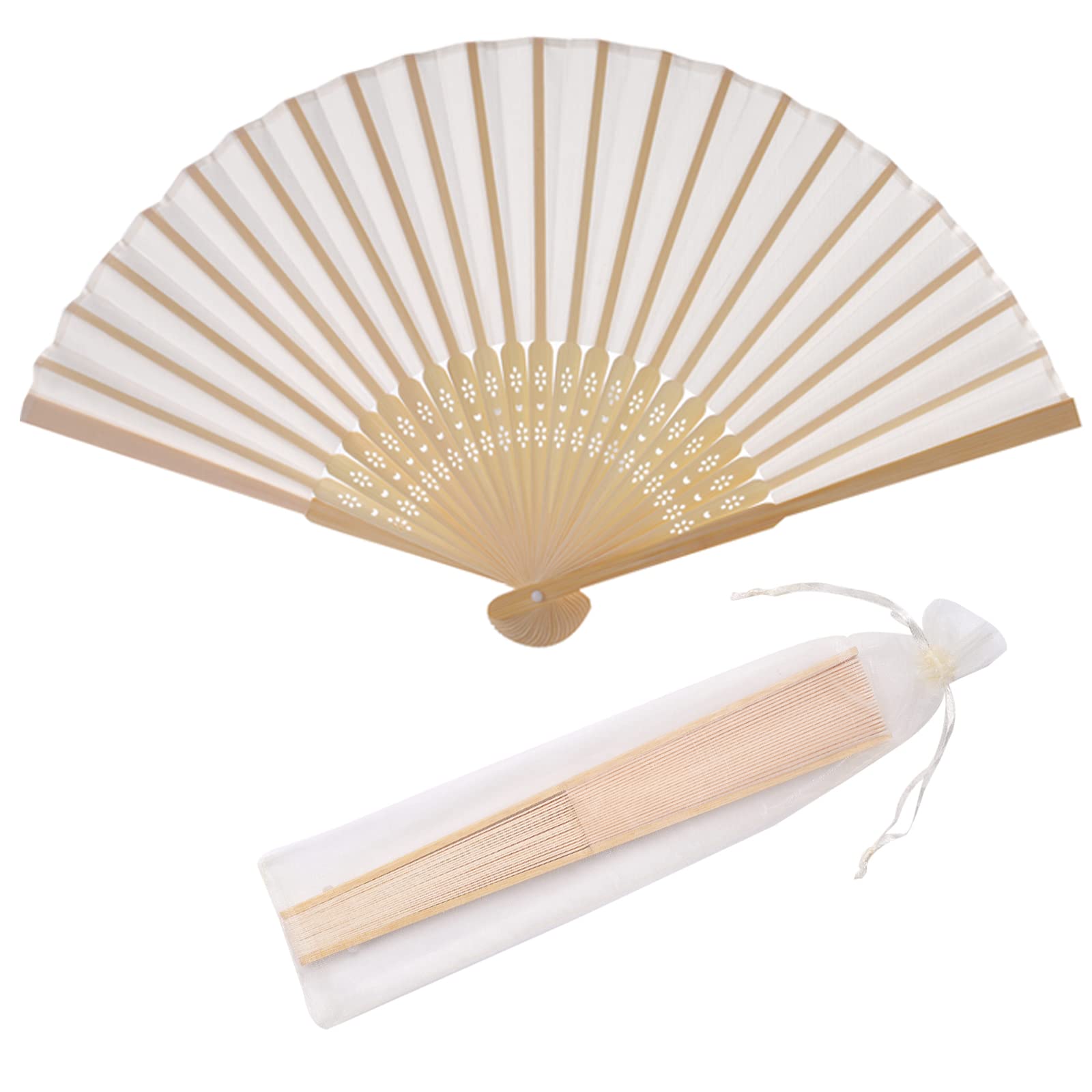 Lot De 12 éventails Pliables En Soie Et Bambou - Personnalisables, Pour Mariage Ou Décoration