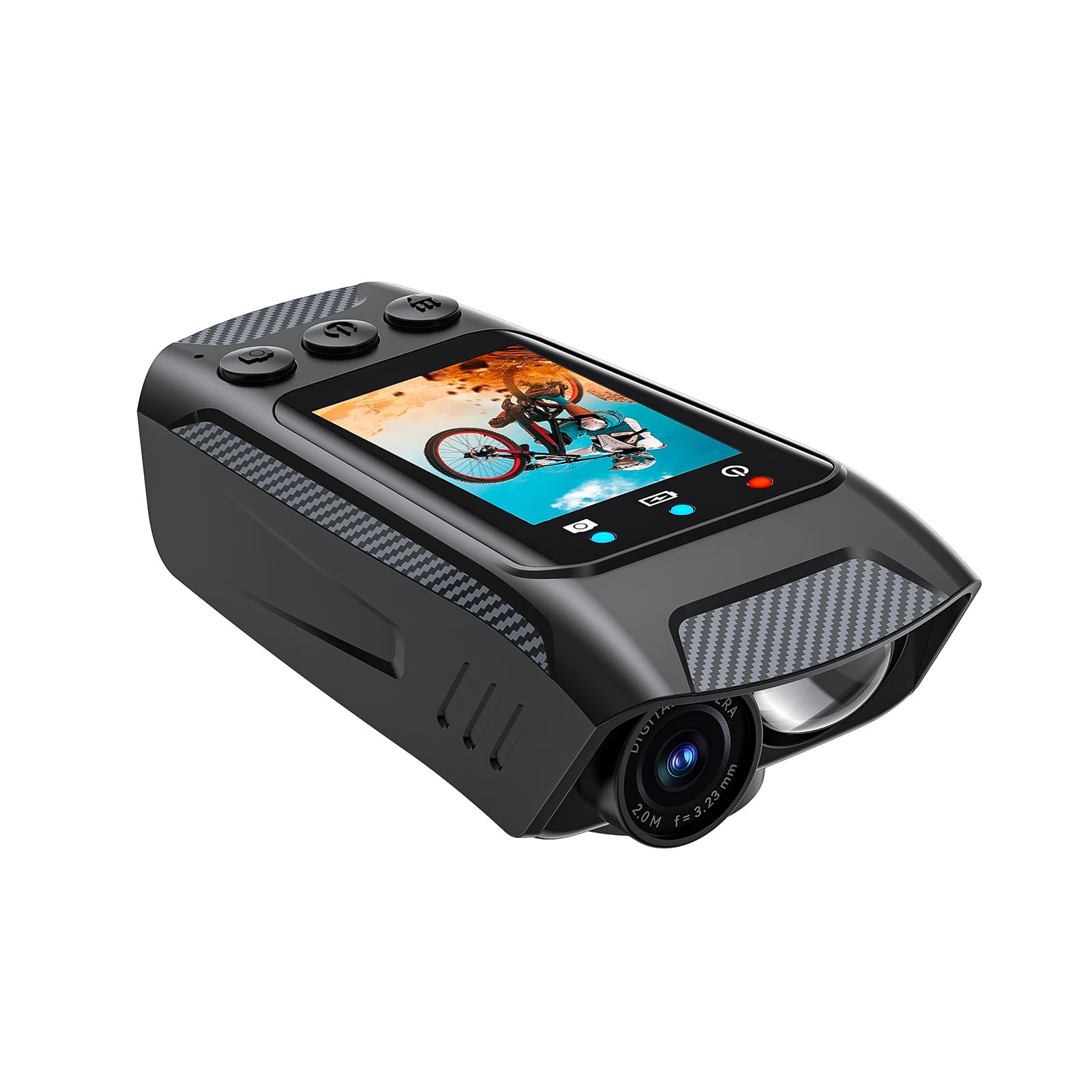 Caméra De Cyclisme Andoer 4K 60FPS - Caméra Moto Étanche Avec Écran IPS 2" WiFi, Lampe LED Et Klaxon