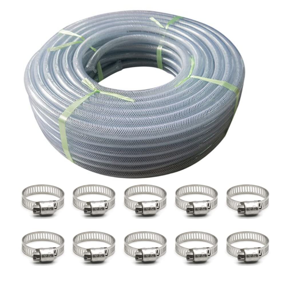JUNZHIDA High Pressure Braided Clear Flexible PVC Tubing 3/4" ID,164ft