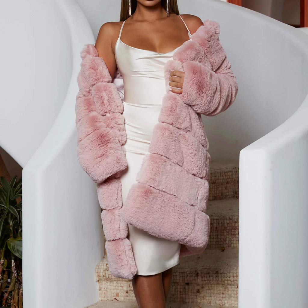 Trench Coat - Giacca invernale da donna, a maniche lunghe, con calda imbottitura, in pelliccia sintetica, alla moda, fuzzy Fluffy, in peluche
