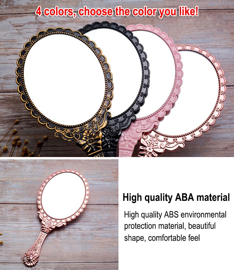 Espejo de maquillaje ovalado de mano estilo vintage AKOAK miniatura 5
