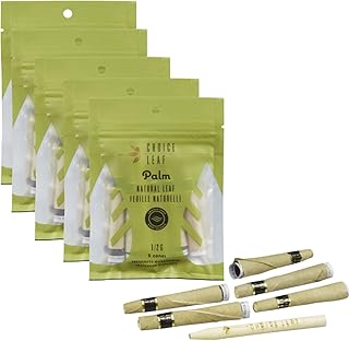 Pre-Rolled Palm Leaf Cone Wraps by Choice Leaf - Small - 5 Packs of 5 - (2 & 25 Pack Available) - All Natural Palm Leaf & Corn Husk Filter. Guaranteed Fresh & Packaged with Boveda Humidity Control.