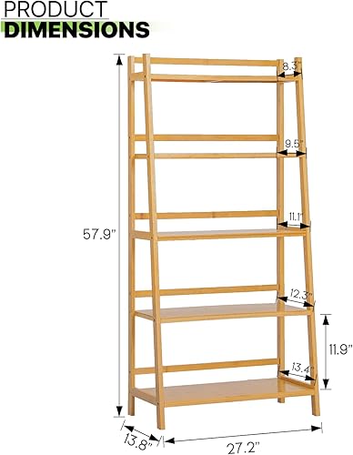 Miniatura 2 de Magshion Organizador trapezoidal de bambú para estantes de flores, 5 niveles, para interiores y exteriores, soporte organizador de macetas de bambú