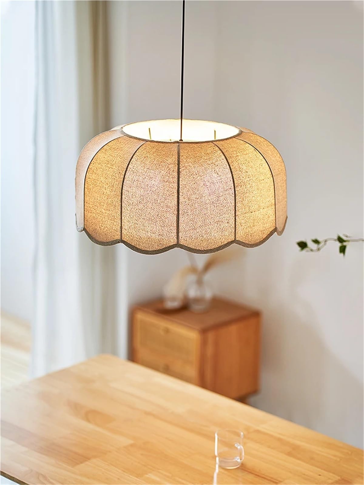 KXEcoLife Japanese Fabric Pendant Light Nordic Bedroom Loft Restaurant Ceiling Chandelier Decoration Lighting Hanging Lamp Fixtures