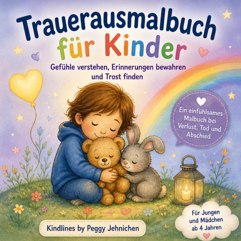 Mein Trauerausmalbuch: Trauer-Ausmalbuch für Kinder: Gefühle verstehen, Erinnerungen bewahren & Trost finden | Einfühlsames Malbuch bei Verlust, Tod & Abschied | Für Jungen & Mädchen ab 4 Jahren