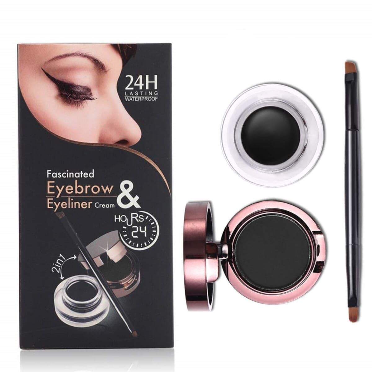 VARS ; LONDON 2 in 1 black gel eyeliner with black multipurpose eyebrow/smoky eyeshadow powder-image-34