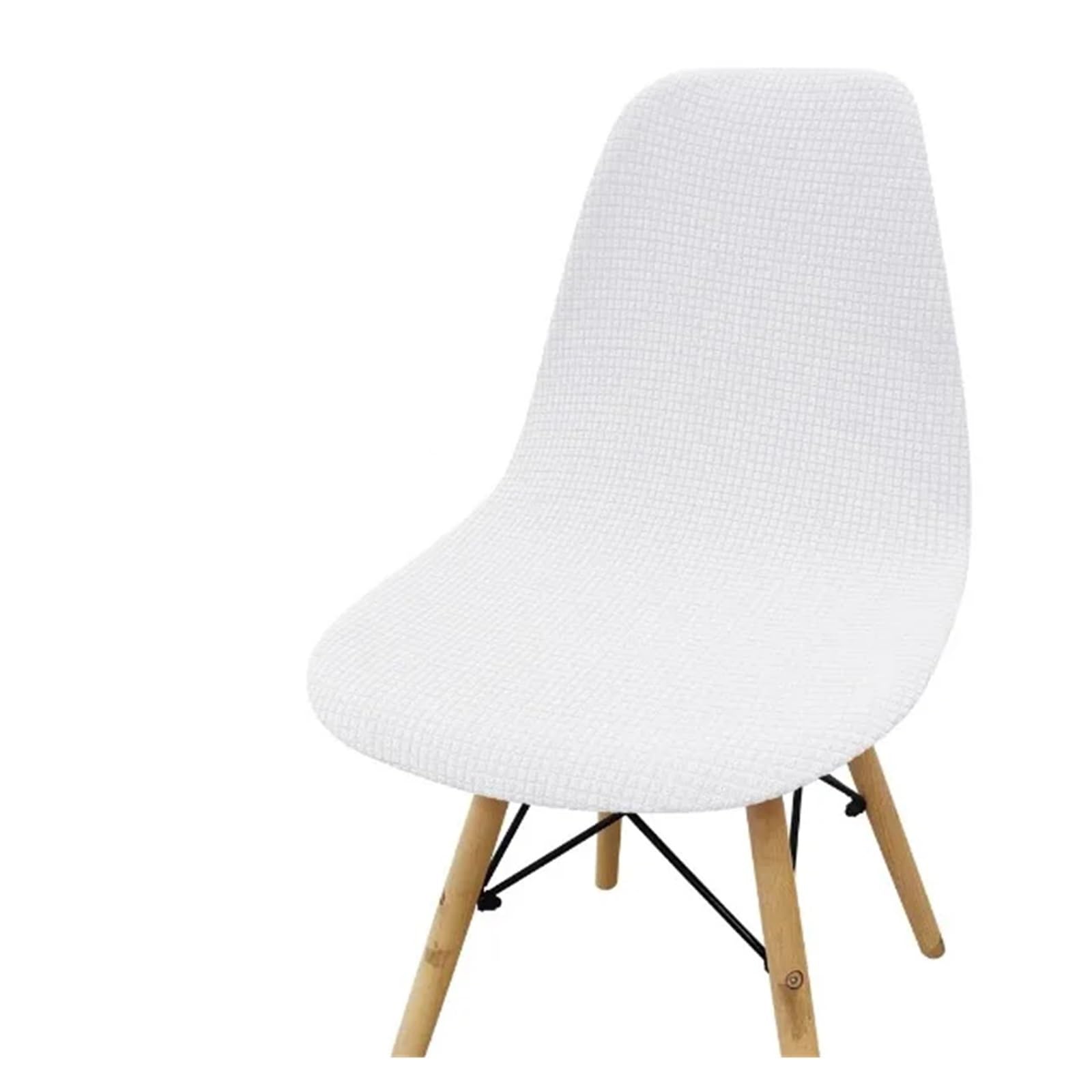 SHBHWS Waterproof Jacquard Chair Cover Stretch Washable Short Round Back Covers Dining Room Adjustable Seat for Hotel, Banquet(White)