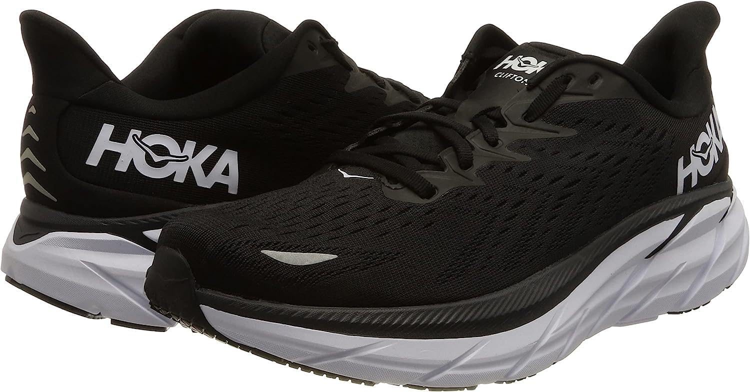 HOKA ONE ONE Clifton 8 Womens Shoes Size 10, Color: Black/White