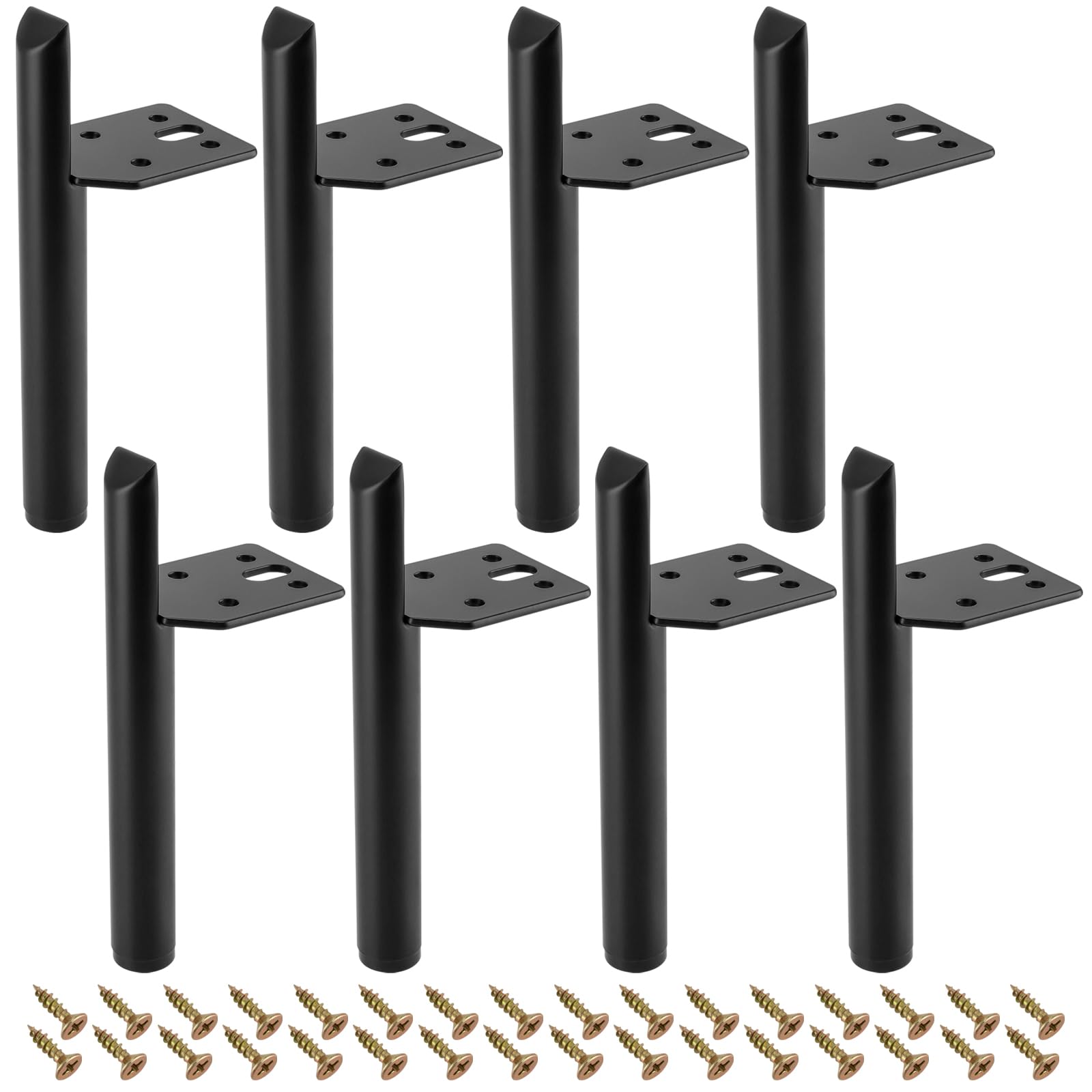 KEILEOHO 8 Pack 6 Inch Black Metal Cabinet Legs – Sturdy Steel Furniture Feet With Screws, DIY For Sofa, Table, Bed