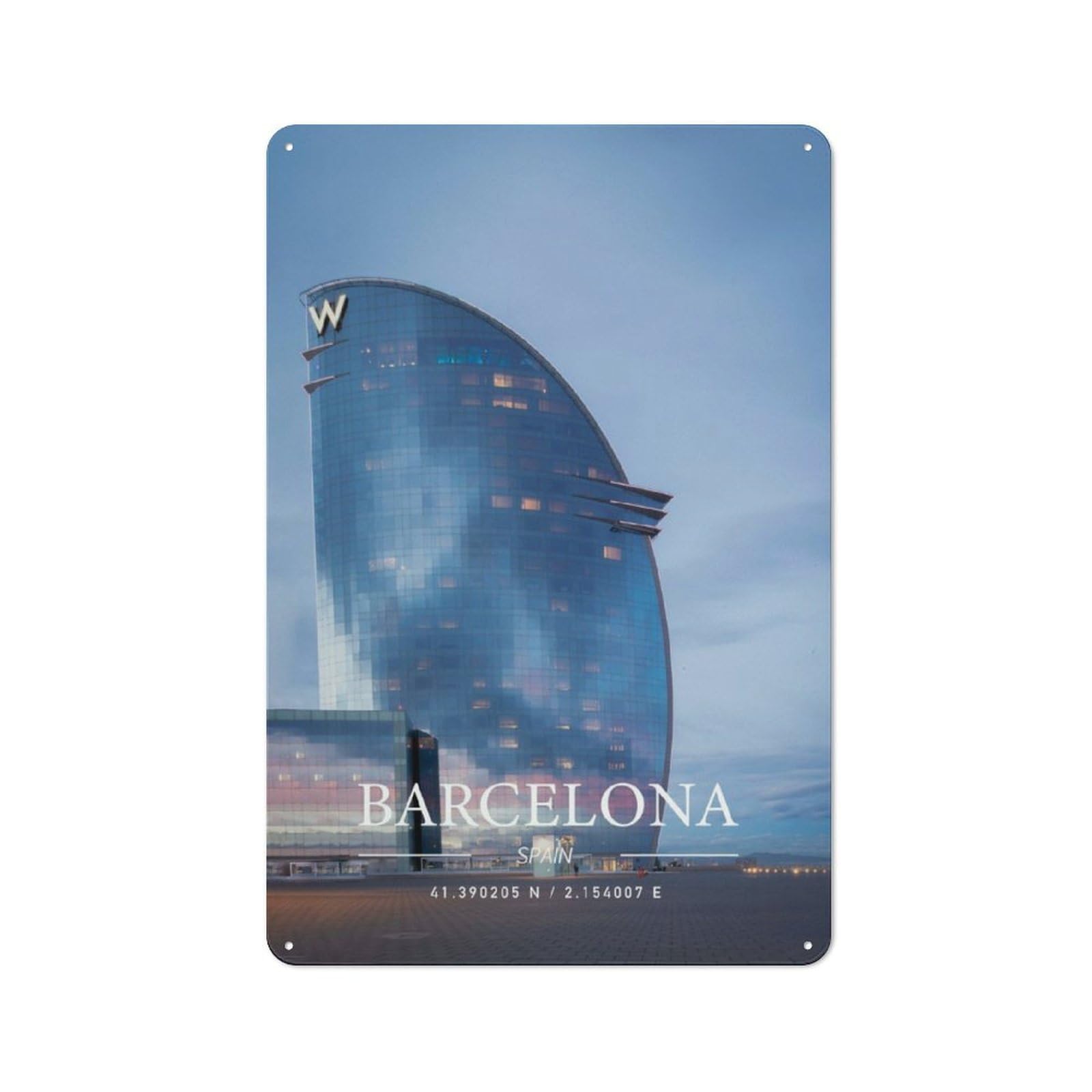 Junmoney Barcelona Vintage Tin Wall Plaque 30X20cm For Workshop Wall, A Decorative Christmas Gift For Makers And Diy Enthusiasts