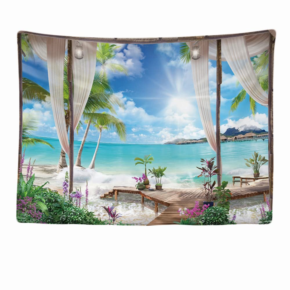 Ulticool – Tapisserie Murale Décorative Chambre - Océan Mer Silence Plongée Aquarium Plage Été - 200 x 150 cm Grand – Papier Peint Tissu – Tapestry Aesthetic Wall - Décoration Panoramique