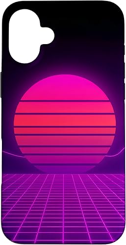 Miniatura 23 de Funda con diseño estético para iPhone 16 Retrowave Synthwave de los años 80 y 90