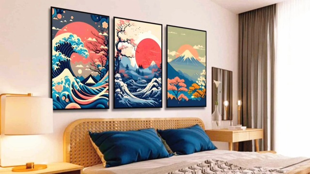 アート★美人画★キャンパス画★オリエンタル★縦700mm横500mm★used Amazon.com: 3Pcs Japanese Wall Art Asian Nature Landscape Posters