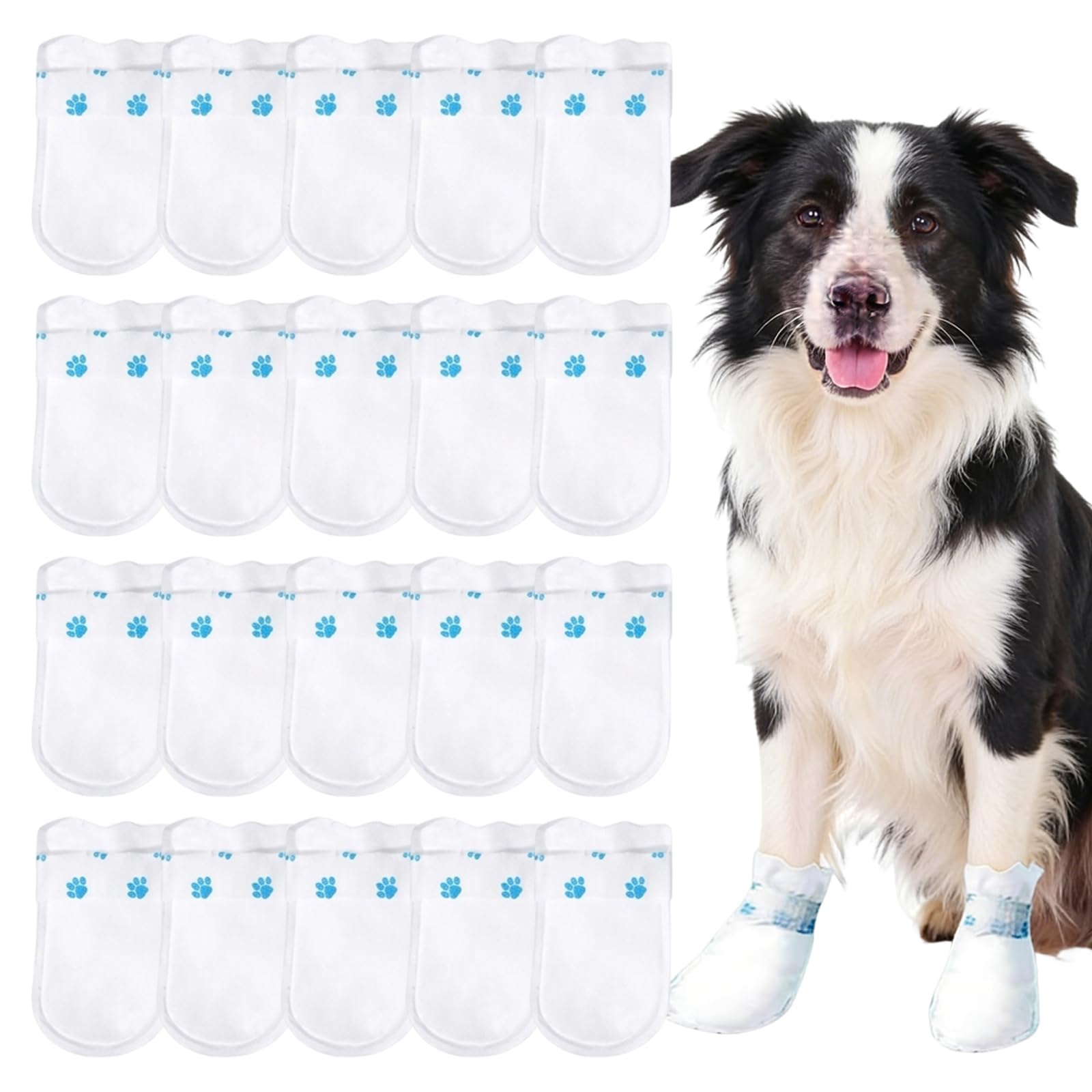 DEFIYEAR 20Pcs Disposable Dog Paw Bandages Waterproof Socks Medium 15-30lbs
