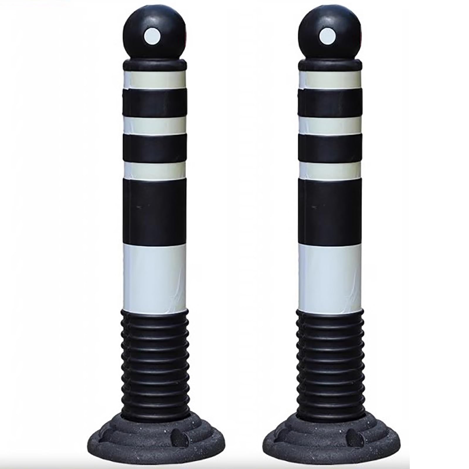 GHKryD safety bollard post, Safety Barrier Bollard for Driveways, Rubber Parking Bollards for Driveway(White,2pcs)
