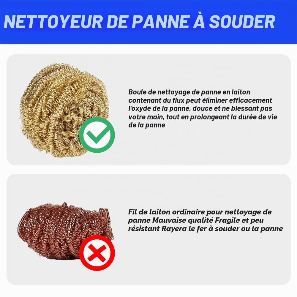 Support de fer à souder, support de fer à souder portable et stable avec laine de laiton, éponge de nettoyage, fentes pour pointes de soudure, pas besoin d'eau