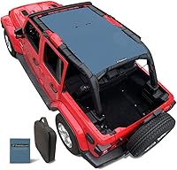 Vista 10 de Shadeidea - Parasol para Jeep Wrangler JL Unlimited (2018-2023) de 2 puertas y 4 puertas frontales, pantalla de malla negra para parasol JLU SAHARA