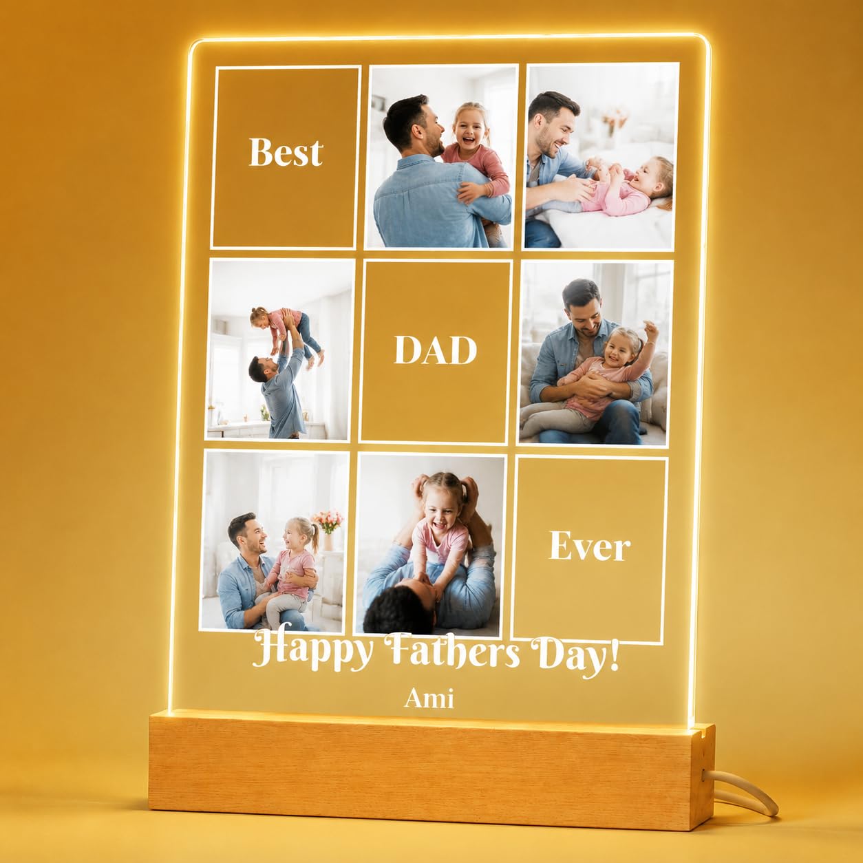witfox Personalised Photo Frame for Dad, Custom Acrylic Picture Frame Gift from Daughter Son, Fathers Day Gift for Daddy Grandad, Personalised Family Photo Keepsake Gifts