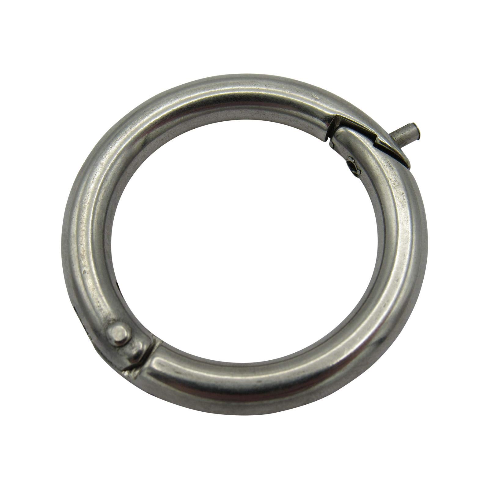 B&Q -  Stainless Steel Split Ring With Clip & Pin 6mm X 30mm (O Round Ring Attach Key Rope Marine)