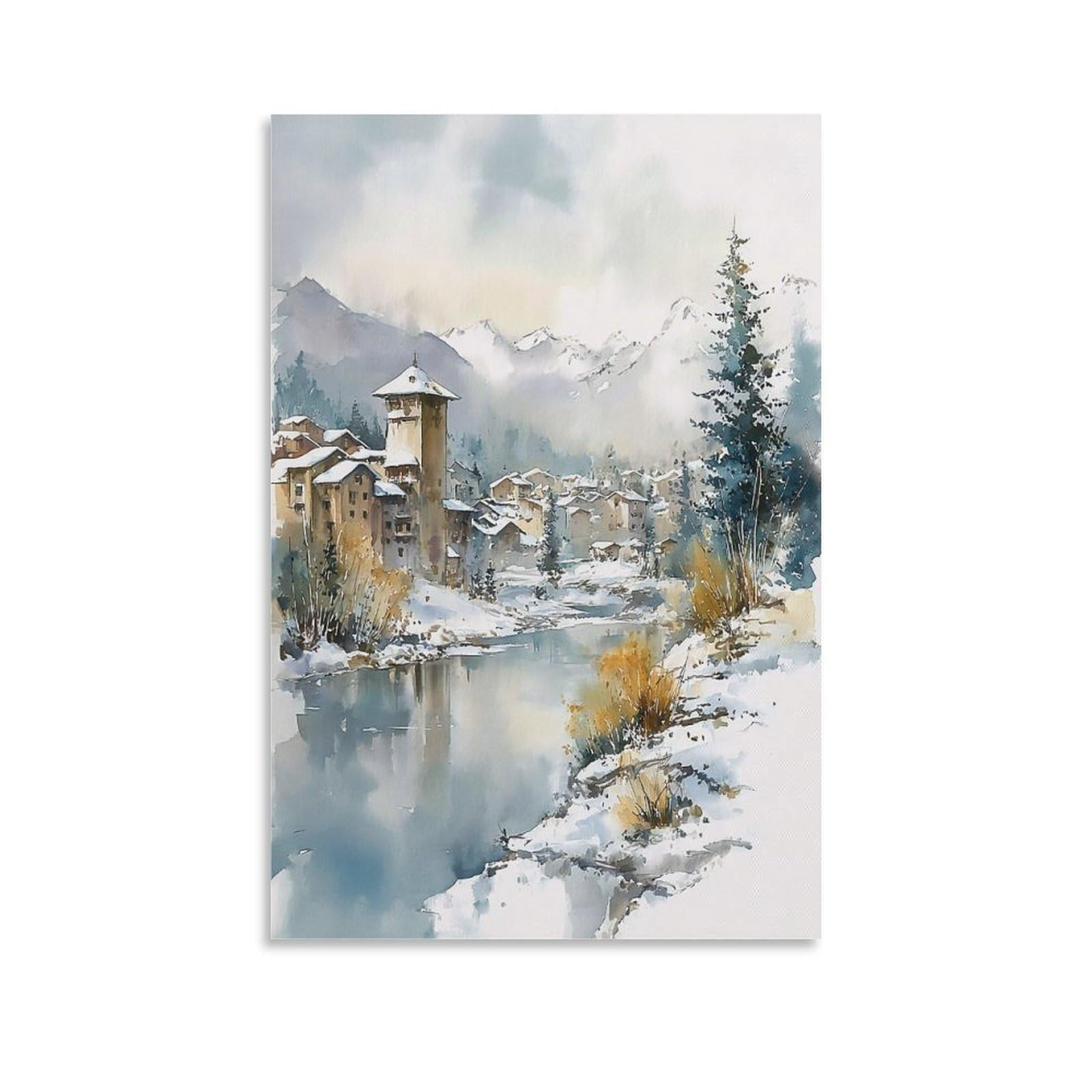 CNAHEIZ Whistler Watercolor Painting Ski 20x30inch(50x75cm) Vintage Travel Poster Watercolor Canvas Art