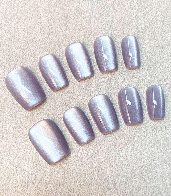 Reusable Press On Nails Lavender-Lustre Square Shape Glossy Finish - Set of 24 Pieces with Glue, Glue Tabs, Filer, Cuticle Stick, Buffer & Alcohol Swab Kit | Easy Application & Long-Lasting-image-17