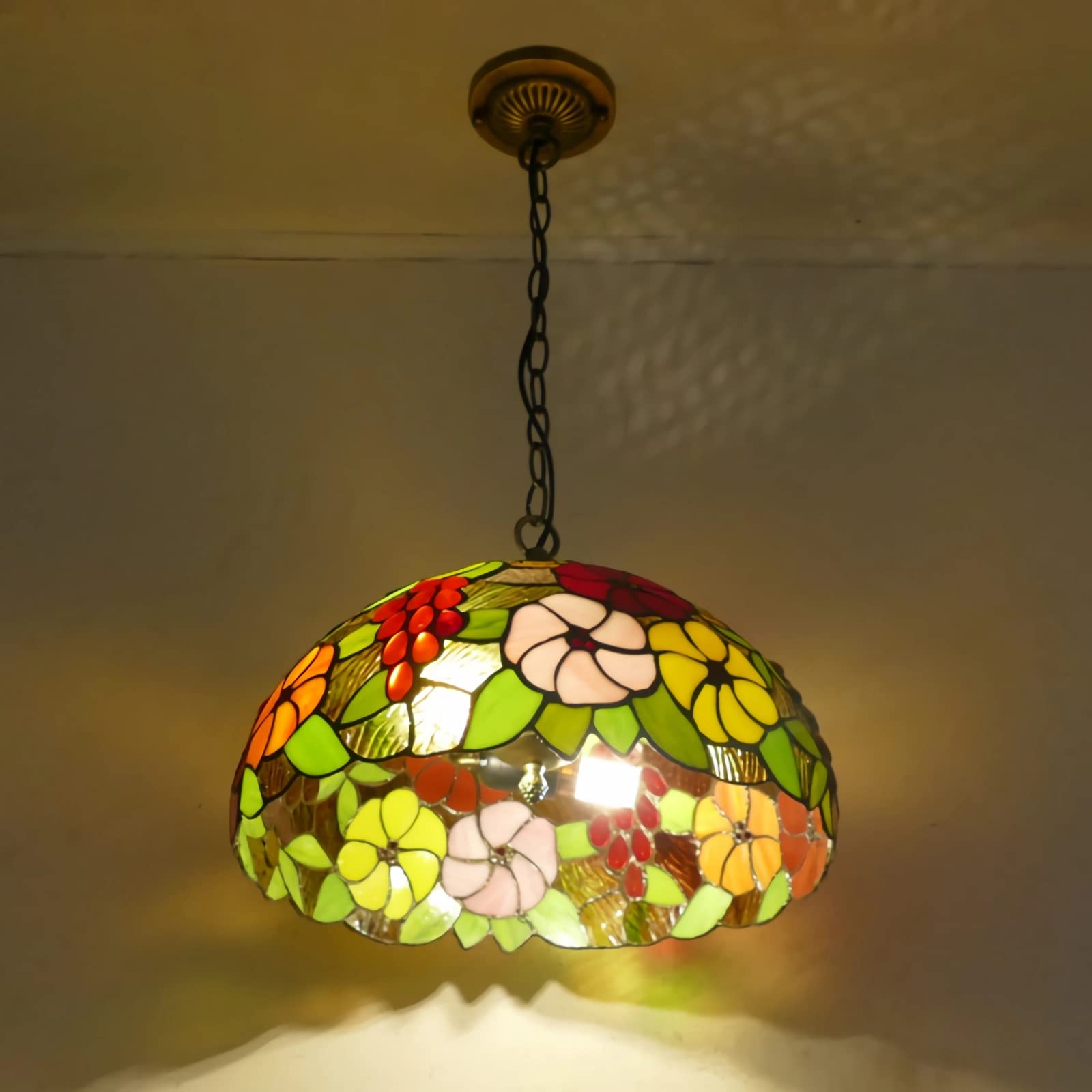 YNIYUJKL Tiffany-Style Chandeliers, Stained Glass Ceiling Pendant Light Fixtures For Living Room Bedroom Kitchen Hallway, E27 Bulb, Max40W,40Cma