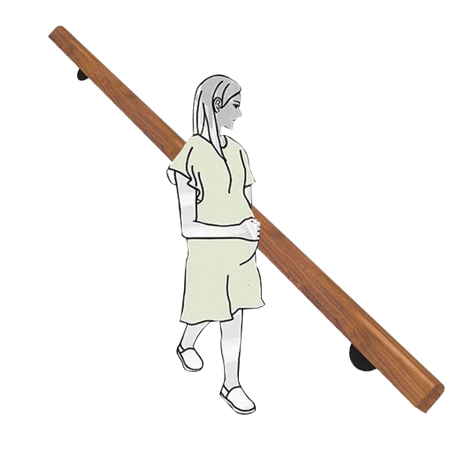 Supports et rampe en bois contre le mur avec tiges de support de couloir