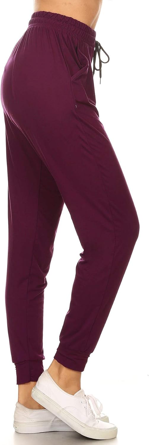 Leggings Depot Women's Jogger Track Cuff Sweatpants with Pockets for Yoga, Workout