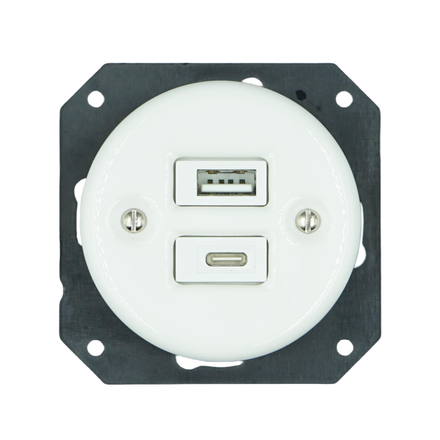 Retro wpuszczana porcelanowa wtyczka USB i gniazdo typu C