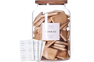 1 Gallon Large Glass Cookie Jar with Airtight Acacia Lid - Thick Kitchen Storage