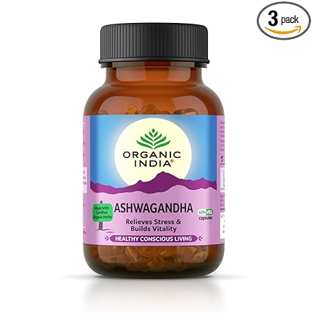 Organic India Ashwagandha Capsule 60 no.s (Pack of 3)