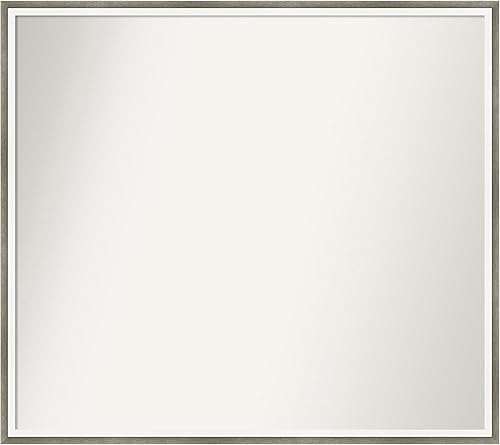 Amanti Art Espejo personalizado, espejo de baño blanco plateado Lucie, espejo de pared o espejo de tocador de baño sobre el fregadero (24.25 x 27.25