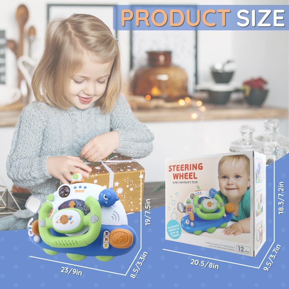 Caterbee Toddler Steering Wheel Montessori Toy, Educational Gift for Baby Toys 18 Months+