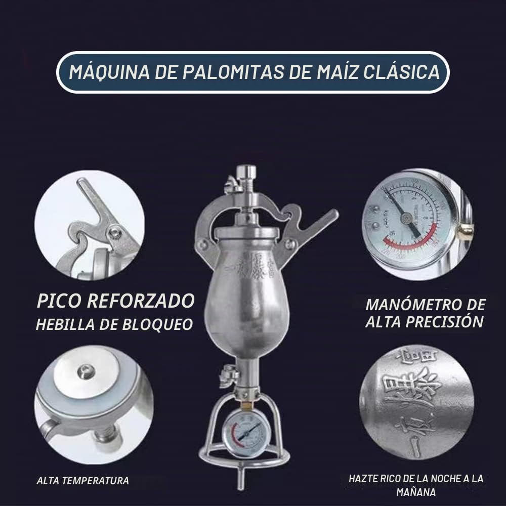 MáQuina Palomitas MaíZ China, MáQuina Palomitas MaíZ Manual Alta PresióN, MáQuina para Hacer Arroz Inflado, MáQuina Palomitas MaíZ para Cocina(260ml)