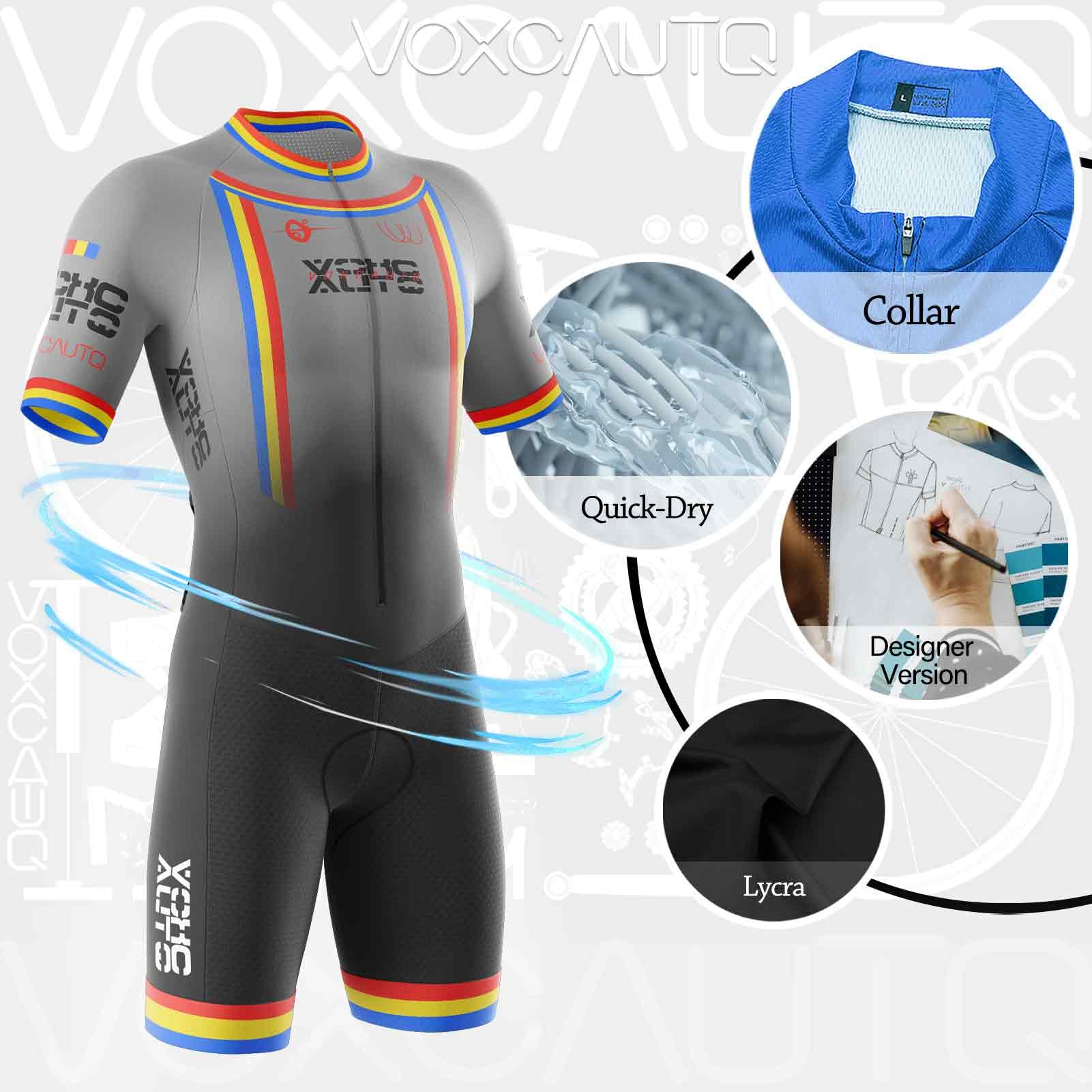 Triathlon Anzug Herren,Herren Pro Fahrrad Skinsuit Kurzarm,Einteiliges Radtrikot,3Taschen für Wettkampf Skinsuit Gepolstert Einteilig Trisuit,Run,Cycle,Swim,Strumpfhosen