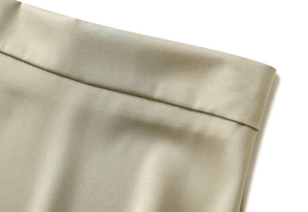 Gonne A Ruota,Gonna Longuette Da Donna Gonna A Trapezio A Vita Alta In Raso Verde Chiaro Cerniera Alla Moda Gonne Lunghe Eleganti Con Volant Increspato Flusso In Tinta Unita Per Ragazze Signore,Xl