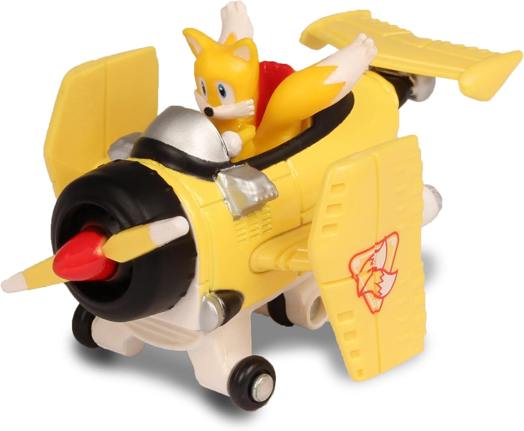 NKOK Sonic & Sega All-Stars Racing: Tails Diecast Propeller Plane - 1:64 Collectible Real Metal Diecast Race Car (6424), Sonic The Hedgehog, Freewheel Push Car, Ages 8+