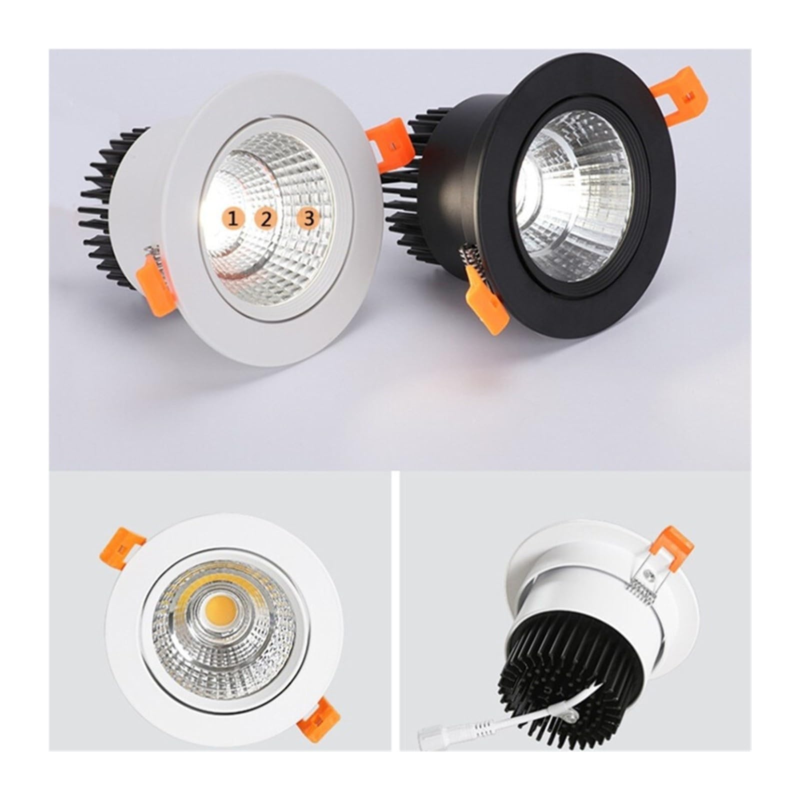 Downlight LED ściemniana lampa sufitowa z regulowanym kątem