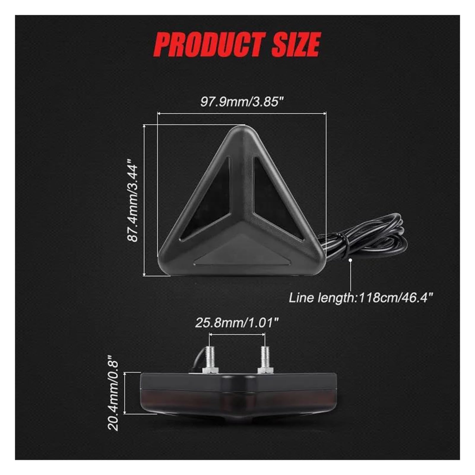 luce posteriore freno stop Fanale posteriore a triangolo da 12 V, a LED, lampeggiante, rosso, impermeabile, per moto(2pcs A style)